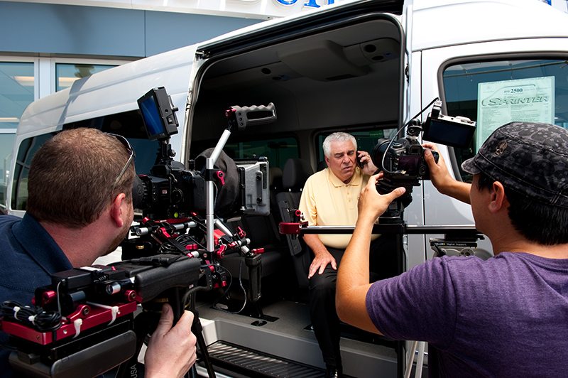 filming Ronnie Lamarque acting in a van