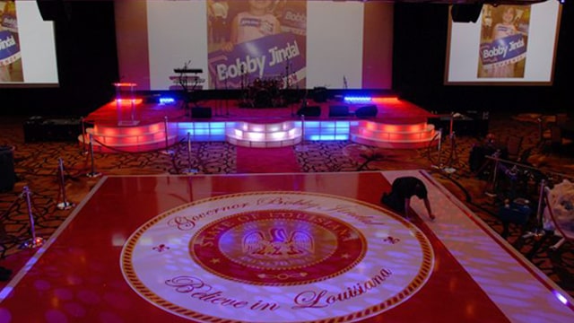 ball room set up for Friends of Bobby Jindal