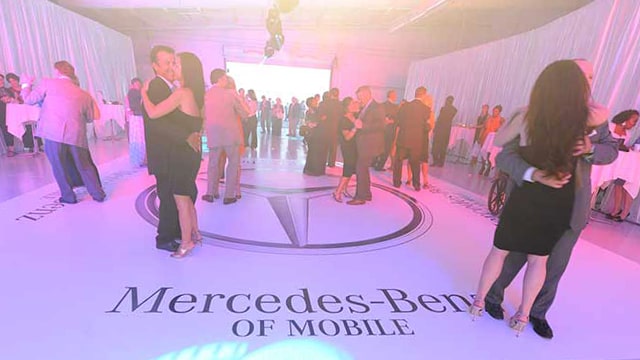 feature of dance floor at Mercedes-Benz of Mobile gala